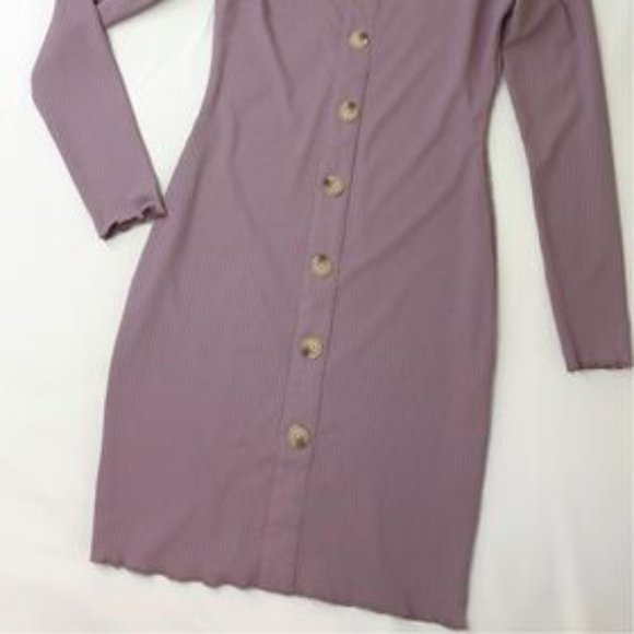 ✨Bodycon purple buttoned long sleeve Dress - Picture 9 of 9
